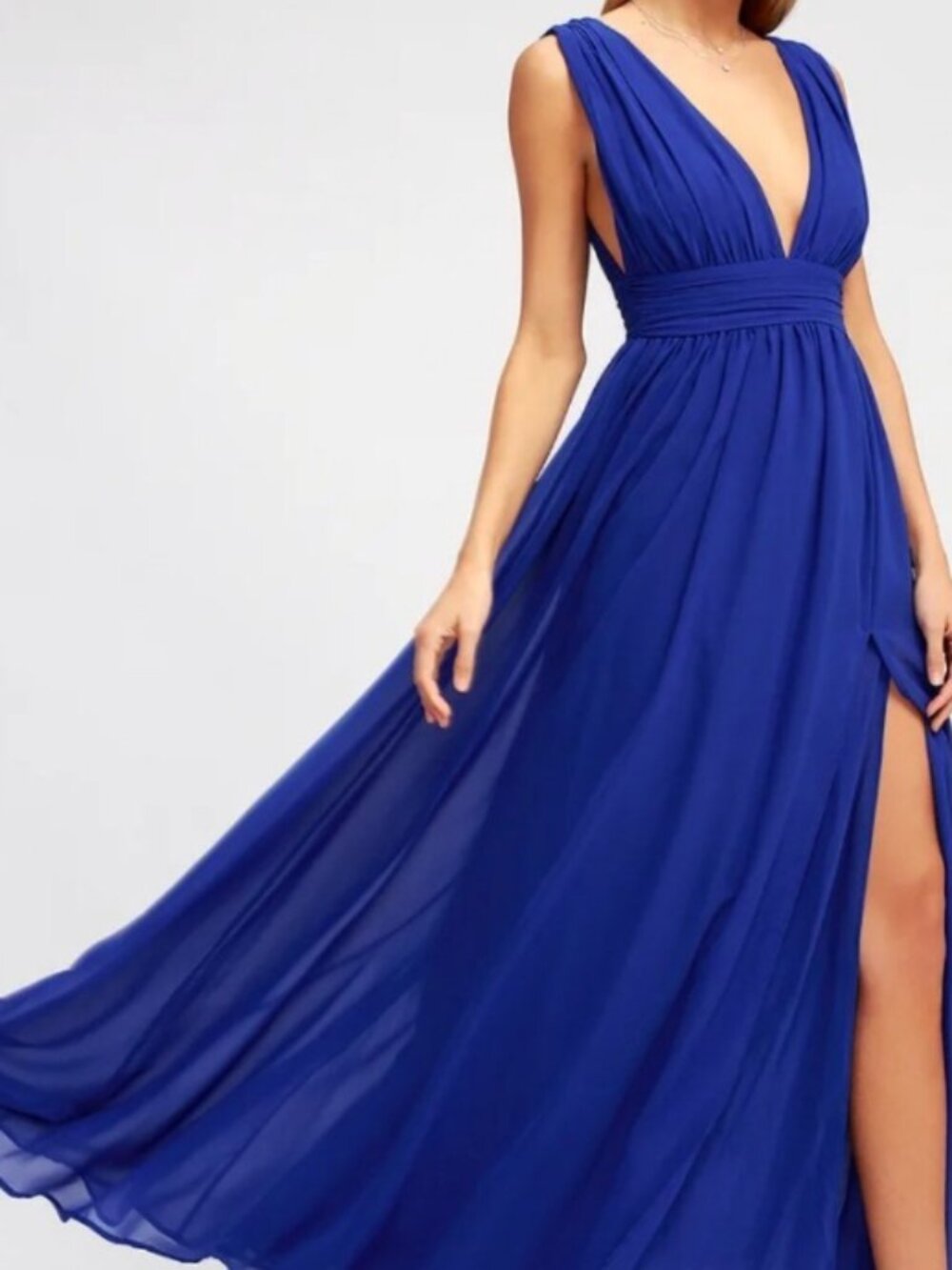 Lulus blue chiffon V-neck maxi dress